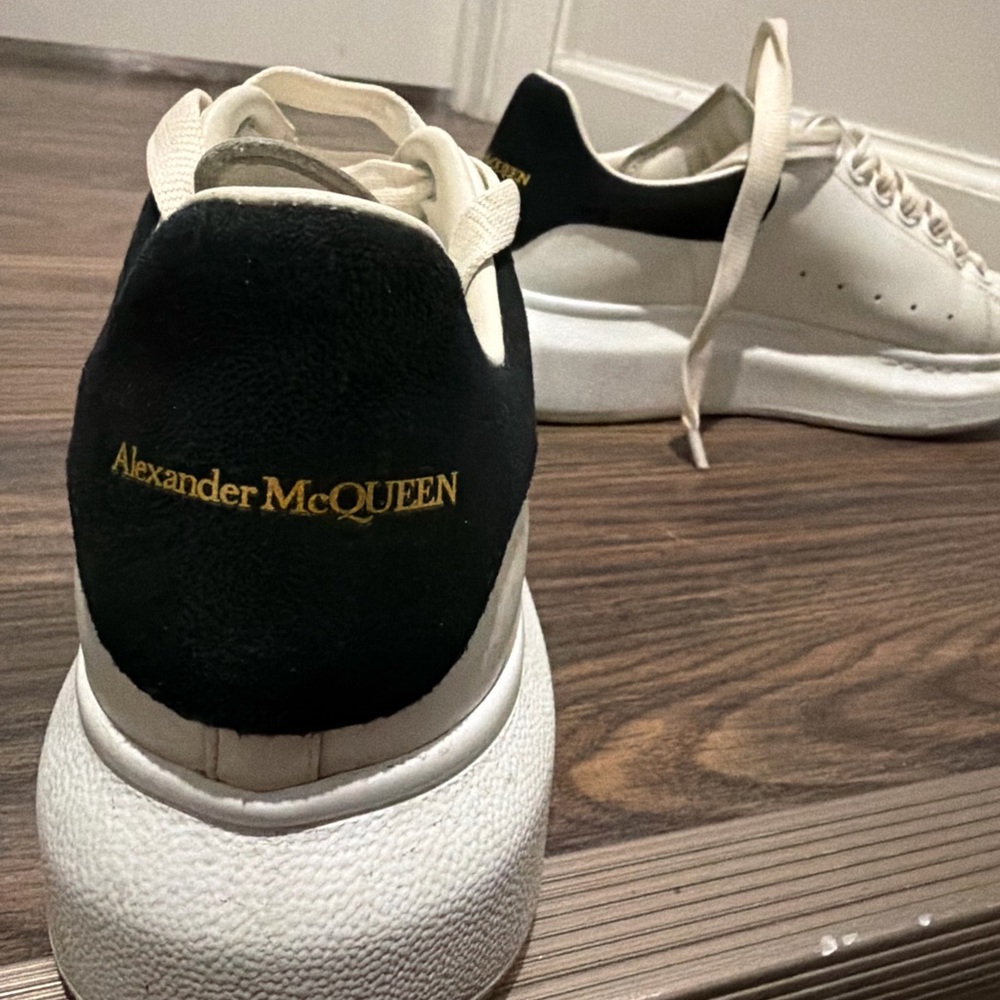 Alexander McQueen Cream Platform Sneakers with Black Heel Tab